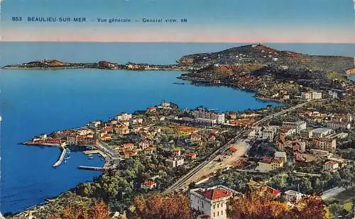 Frankreich 1928 Beaulieu Sur Mer Gesamtansicht Vintage Postkarte