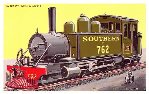 Eisenbahn Dampflokomotive Lyn nimmt einen Tag frei Vintage Postkarte