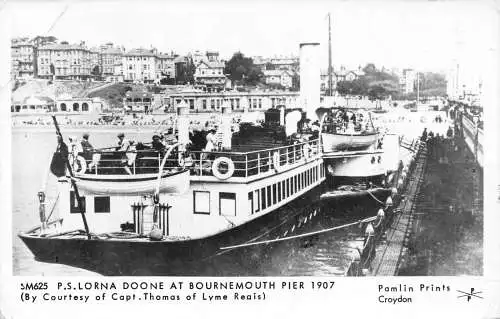 Transportschiff Dampfschiff PS Lorna Doone am Bournemouth Pier 1907 Postkarte