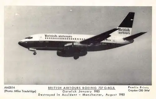 Transportflugzeug British Airtours Boeing 737 GBGJL Zerstörter Unfall Postkarte