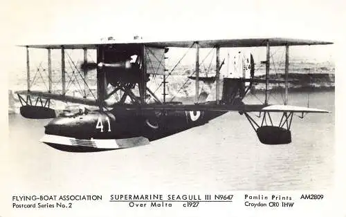 Transportflugzeug Flying Boat Assoc Supermarine Seagull III Malta Postkarte