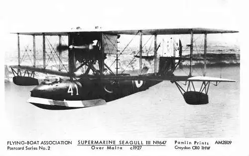 Transportflugzeug Flying Boat Assoc Supermarine Seagull III über Malta Postkarte