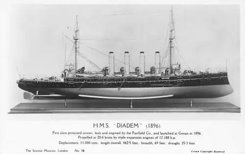 Transport HMS Diadem Dampfschiff Schiff Vintage Postkarte