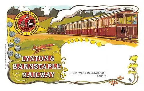 Steamtrain Lynton and Barnstaple Railway Observation Saloon Fox Postkarte