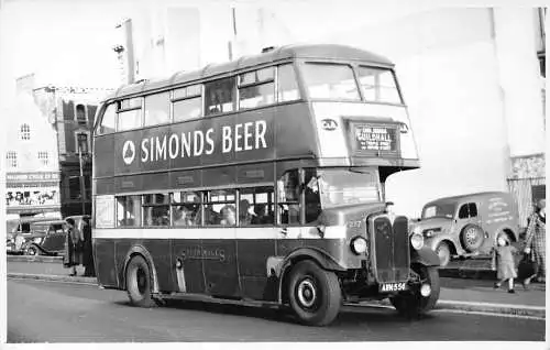 Transport Doppeldeckerbus mit C&A und Simonds Bier Werbepostkarte
