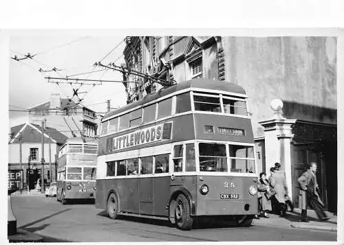 Transport Doppeldeckerbus Llanelly Route mit Littlewoods Werbepostkarte
