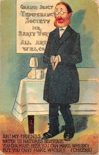 Comic Humor Grand Junct Temperanc Society Wasser ist natürliches Bier Whisky Postkarte