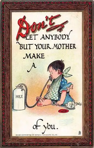 Comic 1910 Baby trinkt Milch aus Can Don't let Anybody but your Mother Postkarte