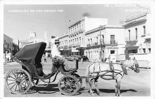 Mexiko 1957 Guadalajara Carruajes en Uso Desde 1900 Kutschenläden RPPC Postkarte