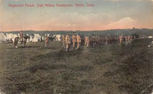 US Niantic Connecticut 1910 Regiment Parade State Military Rendezvous Postkarte
