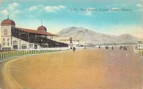 Mexiko Pferderennbahn Ciudad Juárez Vintage Postkarte