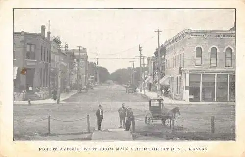 US Kansas Great Bend Forest Avenue West von Main Street Carriage Postkarte