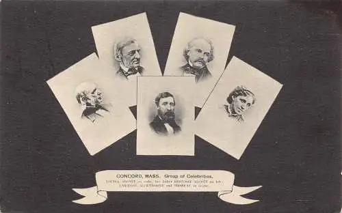 US Concord Massachusetts Gruppe von Prominenten Louisa Alcott Thoreau Postkarte