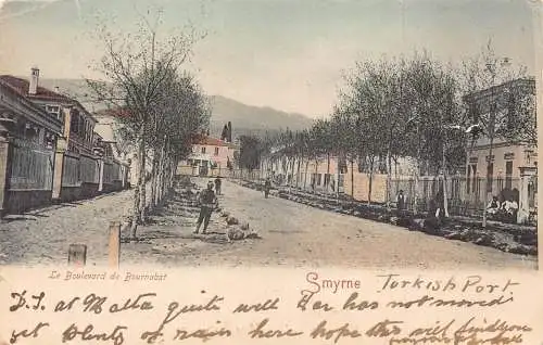Türkei 1905 Izmir Smyrne Boulevard de Bournabat Straße Vintage Postkarte