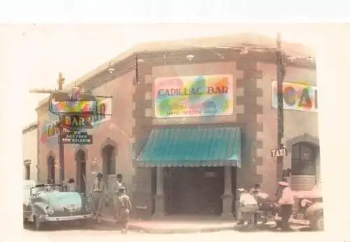 Mexiko Nuevo Laredo Cadillac Bar Autos Taxi Schild RPPC Postkarte