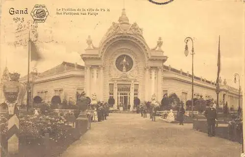 Belgien 1913 Gand Gent Pavillon de la ville de Paris Vintage Postkarte