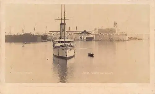 Mexiko San Juan de Ulua Veracruz Dampfschiff RPPC Vintage Postkarte