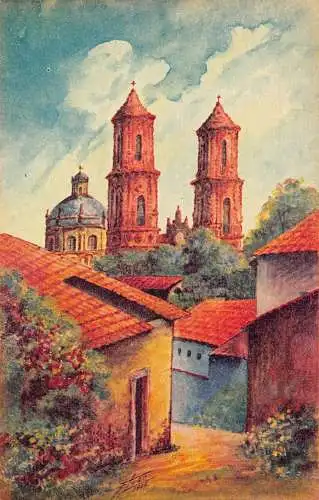 Mexiko Kunst Kirche Santa Prisca de Taxco Vintage Postkarte
