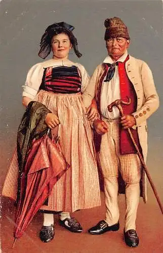 Schweiz Zuerich Bauernpaar aus Wehntal Volkspaar Traditionelle Postkarte