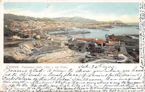 Italien 1903 Genua Genua Citta e del Porto Hafen Vintage Postkarte