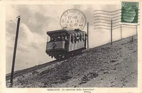Italien 1924 Vesuv Vesuv Carrozza della Funicolare Standseilbahn Vintage Postkarte