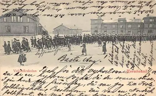 Schweden 1902 Volohtarskolan Hernosand Skipiste Wintersport Vintage Postkarte