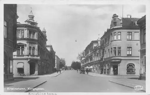 Schweden Kristinehamn Kungsgatan Straße Vintage Postkarte