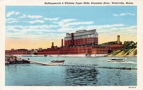 US Hollingsworth Whitney Paper Mills Kennebec River Waterville Maine Postkarte