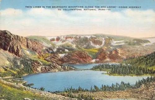 US Twin Lakes in Beartooth Mountains Red Lodge Yellowstone Park Postkarte