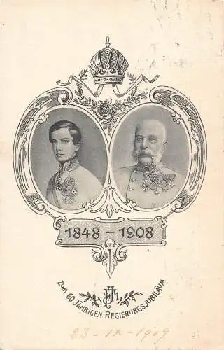 Österreich Royalty 1909 Kaiser Franz Josef Jubiläum Vintage Postkarte