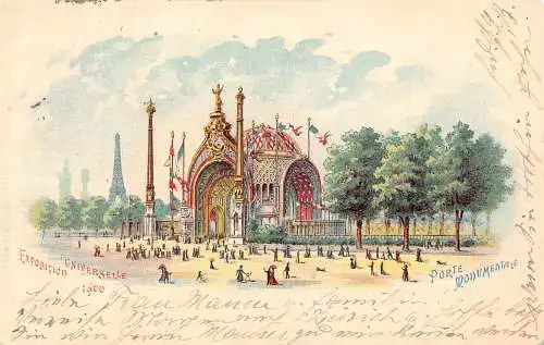 Frankreich Paris 1900 Weltausstellung Porte Monumentale Vintage Postkarte