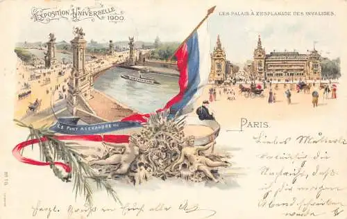 Frankreich Paris 1900 Weltausstellung Alexander III Brücke Vintage Postkarte