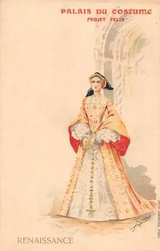 Frankreich Paris 1900 Weltausstellung Kostüm Renaissance signiert Japhet Postkarte
