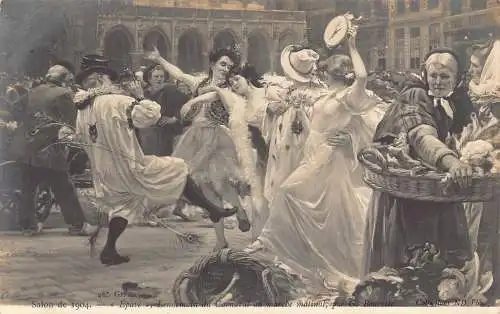 Salon de 1904 Carnaval au marche matinal von Bourotte alte Postkarte