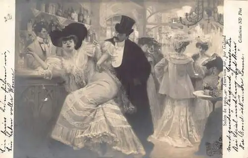 Salon de 1904 American Bar von Galand Vintage Postkarte