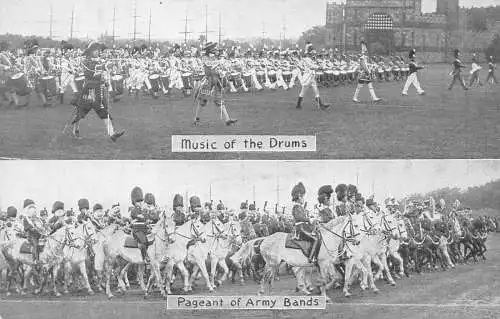 Militärmusik der Trommeln Festzug der Armee Bands Kavallerie Fanfare Vintage Postkarte