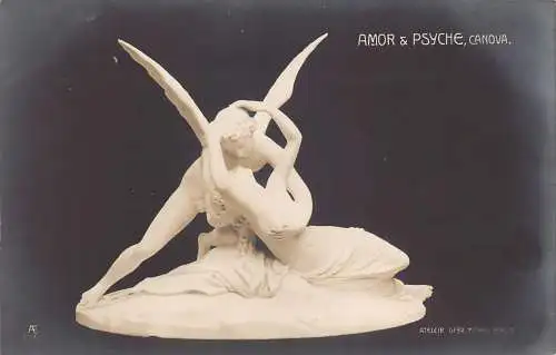Fine Arts Skulptur Amor und Psyche Canova Vintage Postkarte