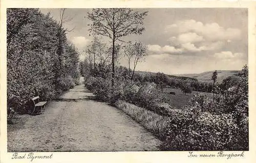 B092 Deutschland Bad Pyrmont Neuen Bergpark Park Vintage Postkarte