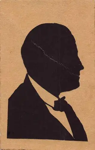 B093 Schnittpapier Silhouette Profil Portrait von Onkel Ala Vintage Postkarte