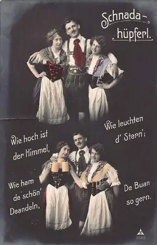 B093 Schnadahuepfern Deutsche Trachten Folk 1915 WWI Feldpostkarte