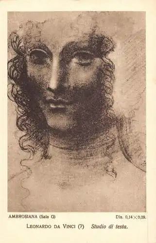 B094 Ambrosiana Milano Art Leonardo Da Vinci Studio di testa Vintage Postkarte
