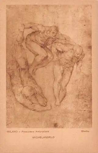 B094 Ambrosiana Milano Art Michelangelo Vintage Postkarte