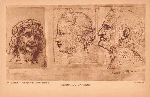 B094 Pinacoteca Ambrosiana Milano Leonardo Da Vinci Steckbrief Portrait Postkarte