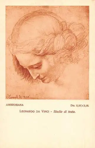 B094 Ambrosiana Milano Art Leonardo Da Vinci Studio di testa Mädchen Postkarte