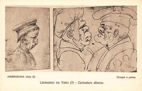B094 Ambrosiana Milano Art Leonardo Da Vinci Ugly People Karikatur Postkarte
