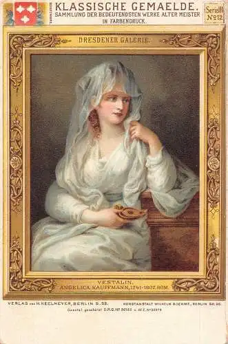 Kunst Dresden Galerie Vestal Girl von Angelica Kauffmann Vintage Postkarte