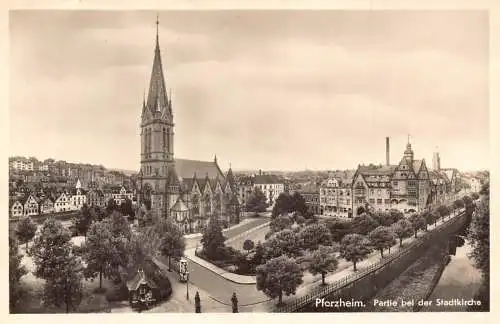 B095 Deutschland 1940 Pforzheimer Stadtkirche Kirche RPPC WWII Feldpostkarte