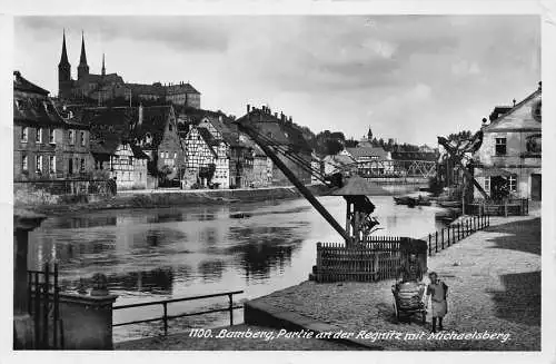 B095 Deutschland 1934 Bamberg Partie an der Regnitz mit Michaelsberg RPPC Postkarte