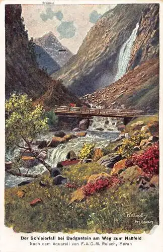 B095 Österreich Schleierfall bei Badgastein am Weg zum Nassfeld 1914 Postkarte