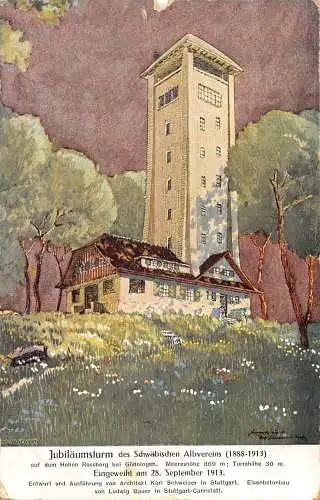 B095 Deutschland 1914 Jubiläumsturm Hohen Rossbergturm Vintage Postkarte